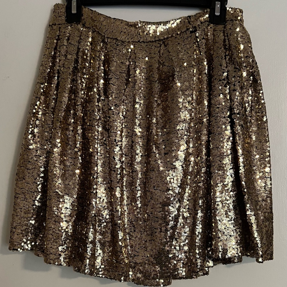 Gold Sequin A Line Short Skirt